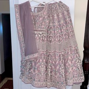Full lavender lehenga set fully embellished and complimentary accents